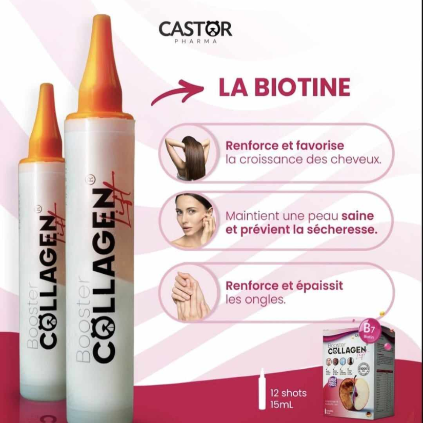 Retrouvez CASTOR Booster Collagen Lift sur La Para du Lac, la meilleure parapharmacie en ligne en Tunisie. Ce complément ultra-concentré, à base de collagène hydrolysé, vitamines et antioxydants, hydrate intensément, réduit les rides et raffermit la peau. Idéal pour une routine anti-âge efficace et rapide.
Commandez dès aujourd’hui sur laparadulac.com, votre parapharmacie en ligne de confiance à Tunis, pour des produits cosmétiques, soins visage, compléments alimentaires et produits anti-âge de qualité. La