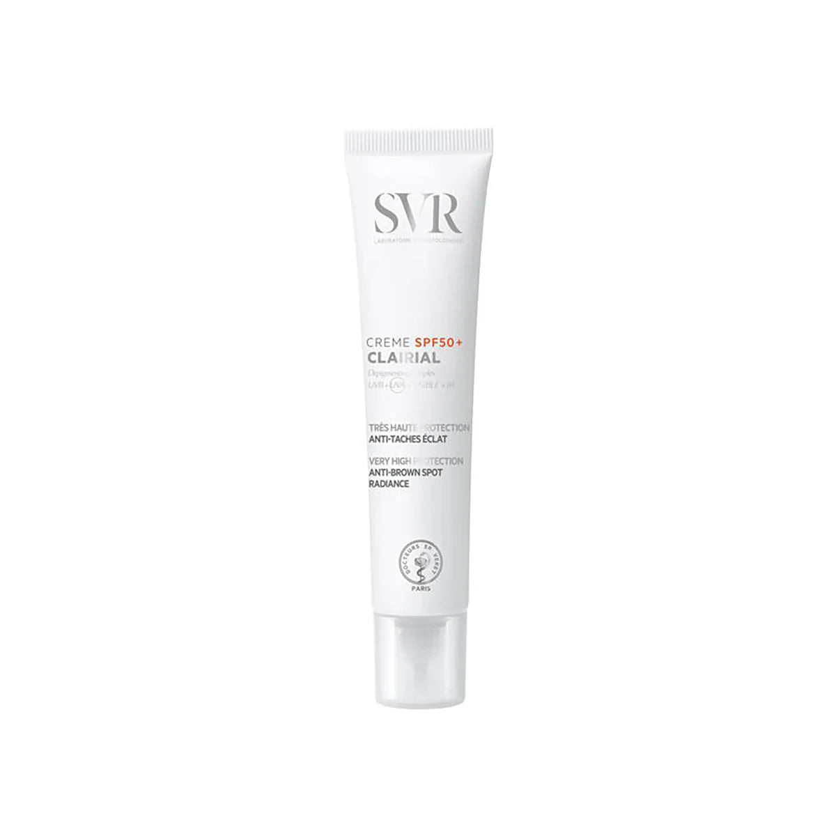 SVR Clairial Crème SPF50+ – Soin solaire anti-taches haute protection – Disponible sur La Para du Lac, parapharmacie en ligne N°1 en Tunisie.