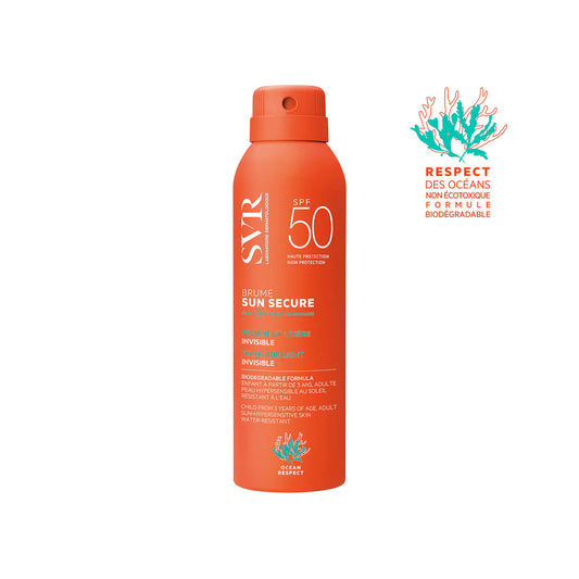 SVR Sun Secure Brume SPF50+ – Brume solaire invisible haute protection – Disponible sur La Para du Lac, meilleure parapharmacie en ligne en Tunisie.