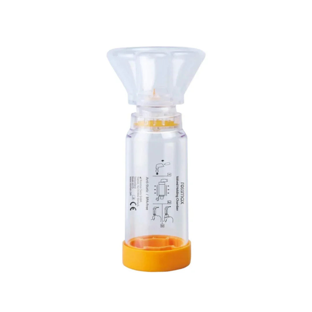 Fossmax Valved Holding Chamber pour inhalation, anti-statique et sans BPA | La Para Du Lac