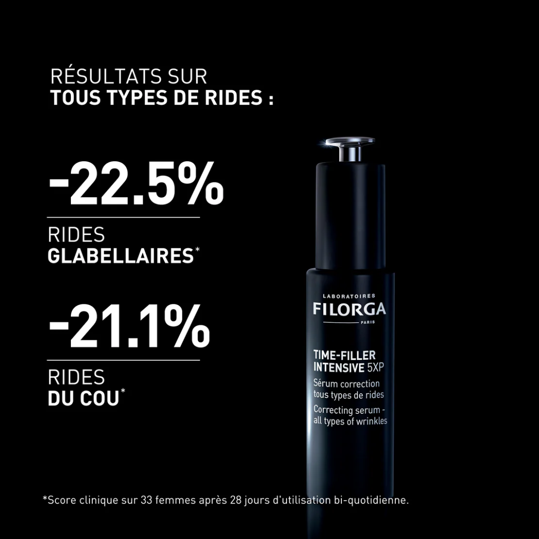 FILORGA Time-Filler Intensive 5XP Sérum Correction Tunisie – sérum visage anti-rides multi-correction, soin intensif lissant et repulpant, cosmétique française haut de gamme FILORGA, parapharmacie en ligne Tunisie Lac 2, produits FILORGA originaux pas cher Tunisie, acheter sérum Time-Filler Intensive en Tunisie sur laparadulac.com