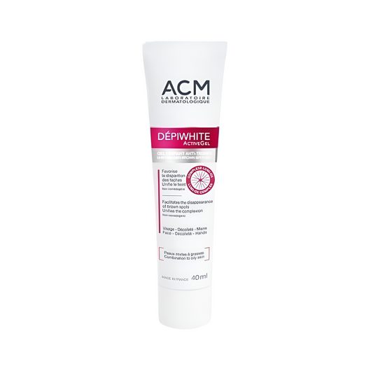 "ACM Depiwhite Activegel 40 ml sur laparadulac.com, parapharmacie Tunisie, soin matifiant et anti-taches pour peaux mixtes à grasses, unifiant et non comédogène."