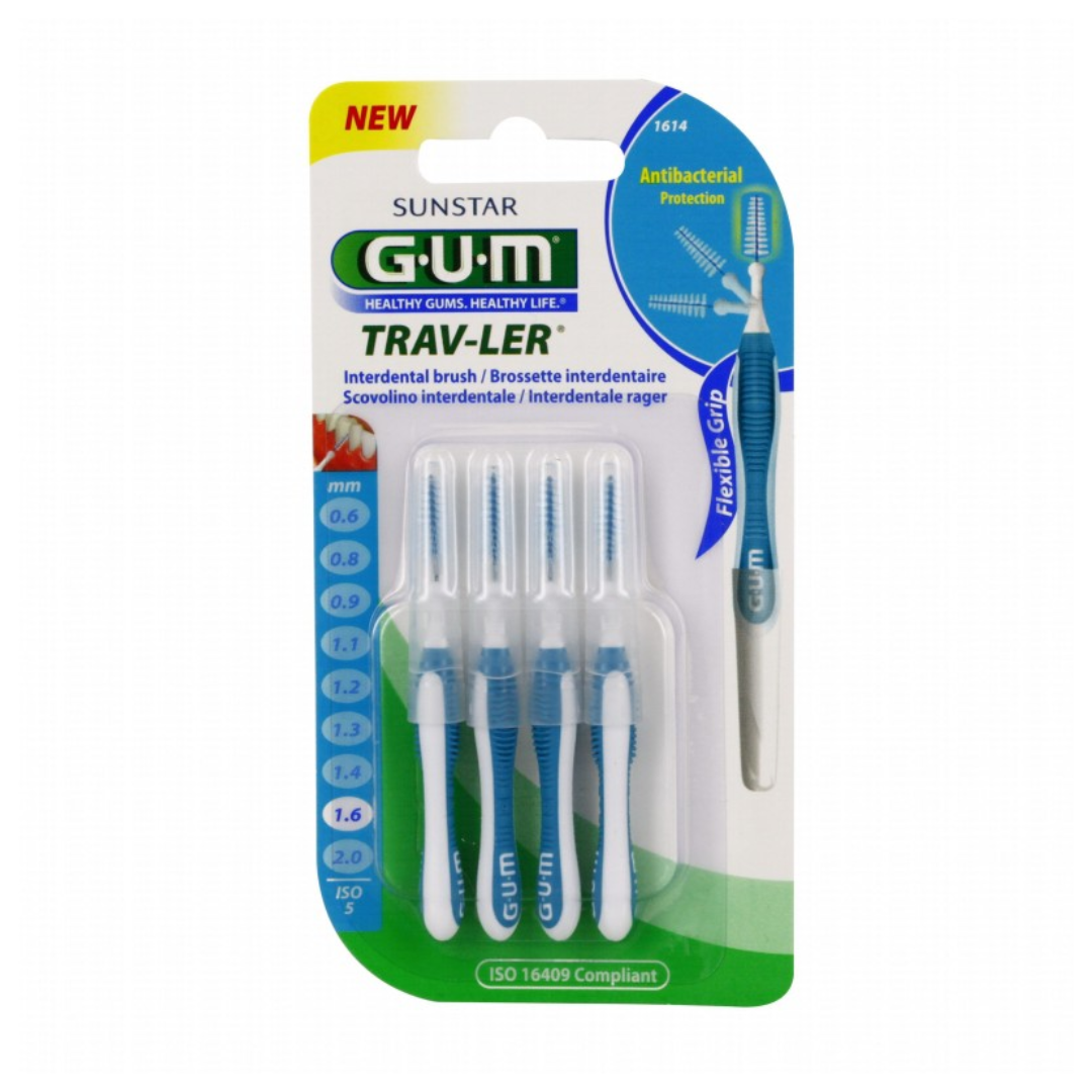 Brossettes interdentaires GUM Trav-Ler tailles 0.6 à 1.6 mm, lot de 4, laparadulac.com, parapharmacie Tunisie