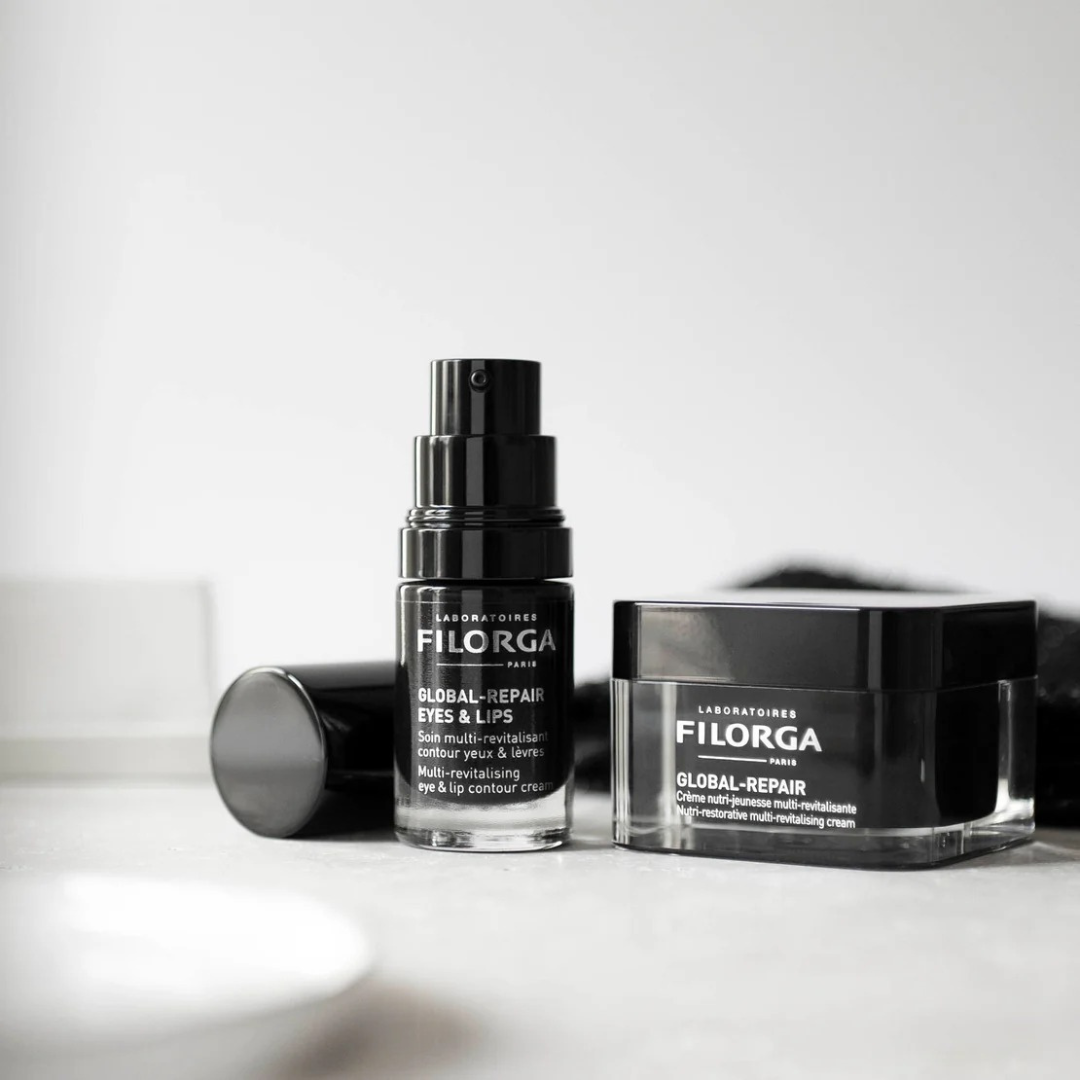 FILORGA Global Repair Eyes & Lips Tunisie – soin contour des yeux et lèvres anti-âge, crème nutritive anti-rides, anti-cernes et anti-poches, cosmétique française haut de gamme FILORGA, parapharmacie en ligne Tunisie Lac 2, produits FILORGA originaux pas cher Tunisie, acheter FILORGA Global Repair Eyes & Lips en Tunisie sur laparadulac.com