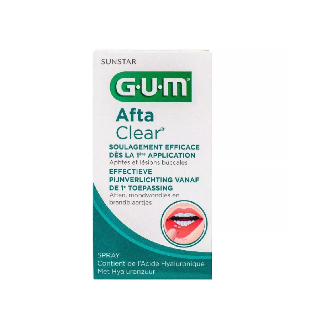 Spray buccal GUM Afta Clear pour soulager les aphtes, en vente sur laparadulac.com, parapharmacie Tunisie spécialisée