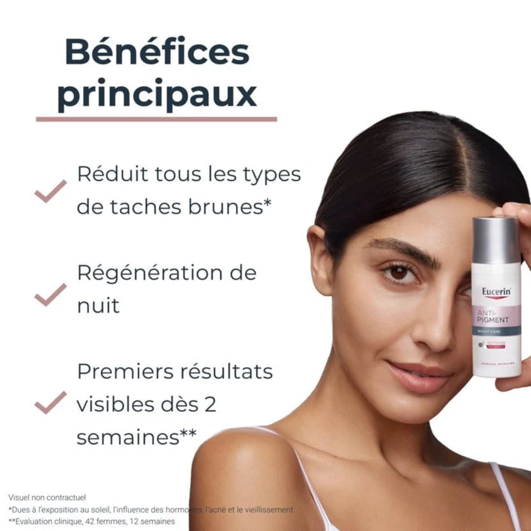 Eucerin Anti-Pigment Nuit 50 ml – soin anti-taches brunes visage – prix Tunisie, livraison rapide