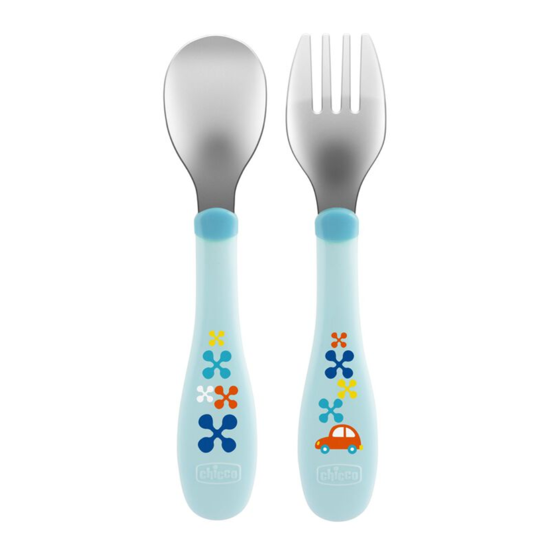 Set Chicco cuillère et fourchette inox bébé 18 mois+ rose – sur laparadulac.com parapharmacie Tunisie