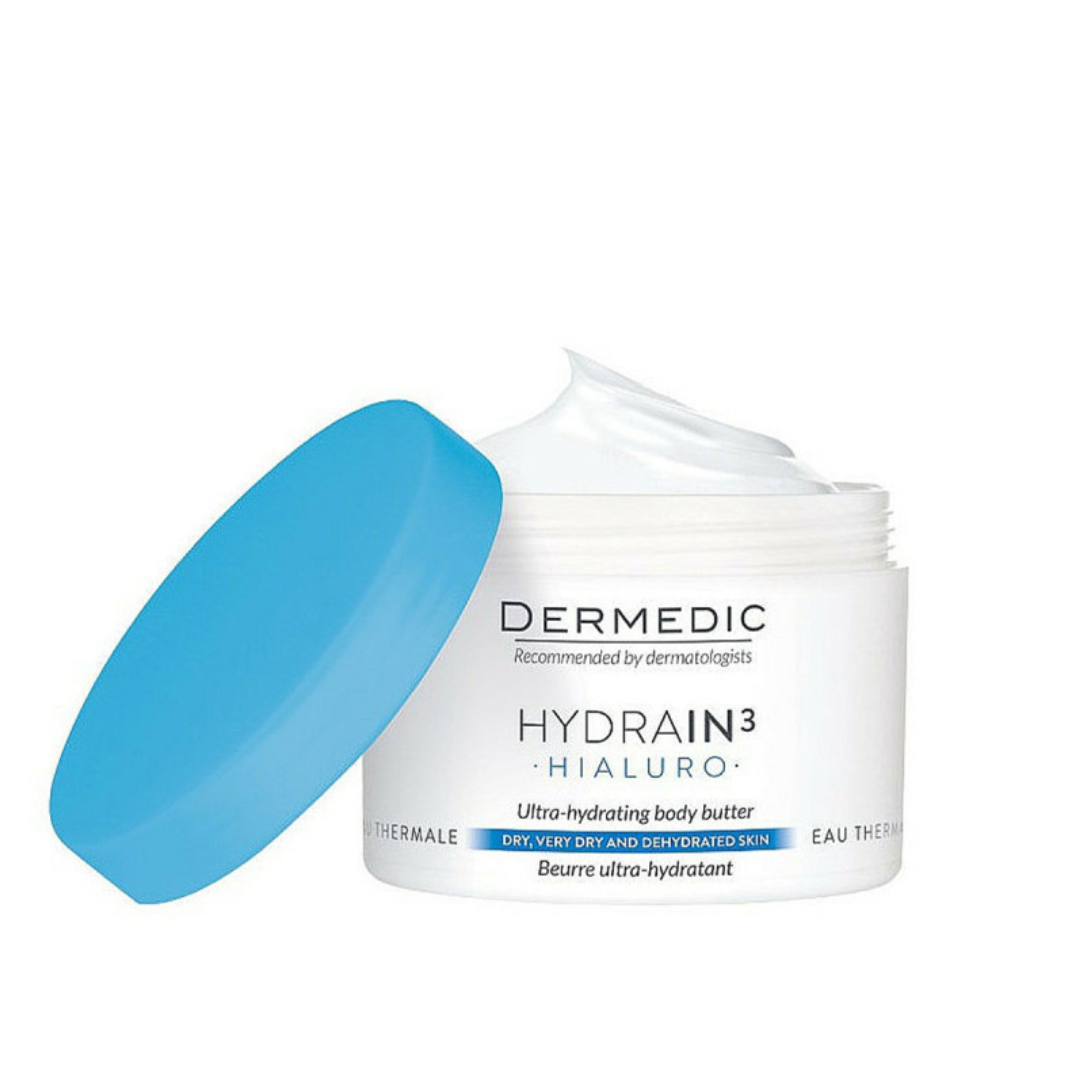 Hydrain 3 beurre hydratant de Dermedic, disponible sur laparadulac.com, parapharmacie Tunisie pour peaux sèches.