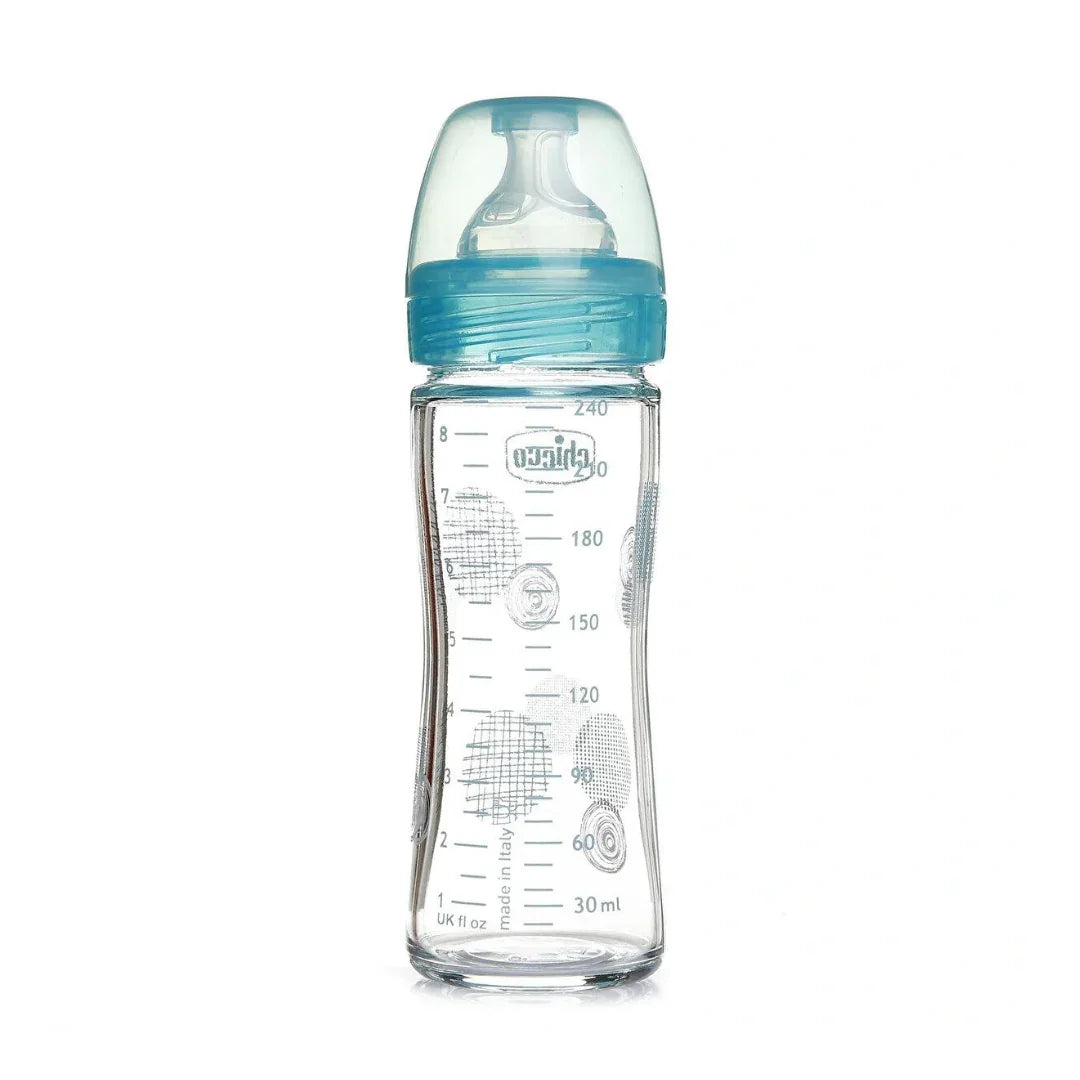 CHICCO Well Being Biberon Verre Débit Lent Bleu Tunisie original authentique - parapharmacie en ligne La Para Du Lac