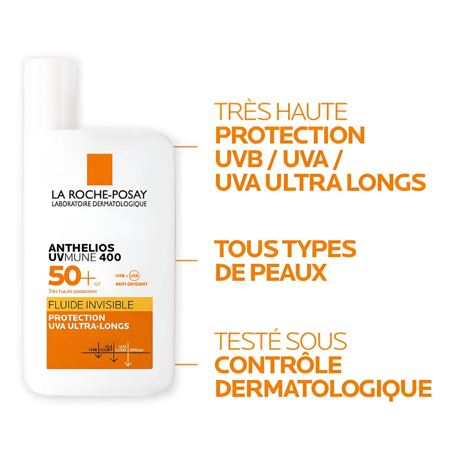 LA ROCHE POSAY ANTHELIOS UVmune 400 Crème Solaire Fluide Invisible SPF50+ Tunisie original authentique - parapharmacie en ligne La Para Du Lac