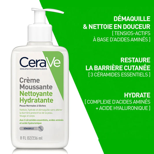 CERAVE Crème Moussante Nettoyante Hydratante Tunisie original authentique - parapharmacie en ligne La Para Du Lac