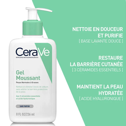 CERAVE Gel Moussant Peaux Normales et Grasses Tunisie original authentique - parapharmacie en ligne La Para Du Lac