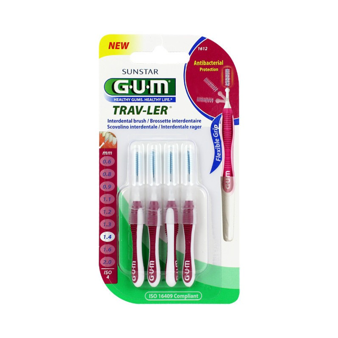 Brossettes interdentaires GUM Trav-Ler tailles 0.6 à 1.6 mm, lot de 4, laparadulac.com, parapharmacie Tunisie