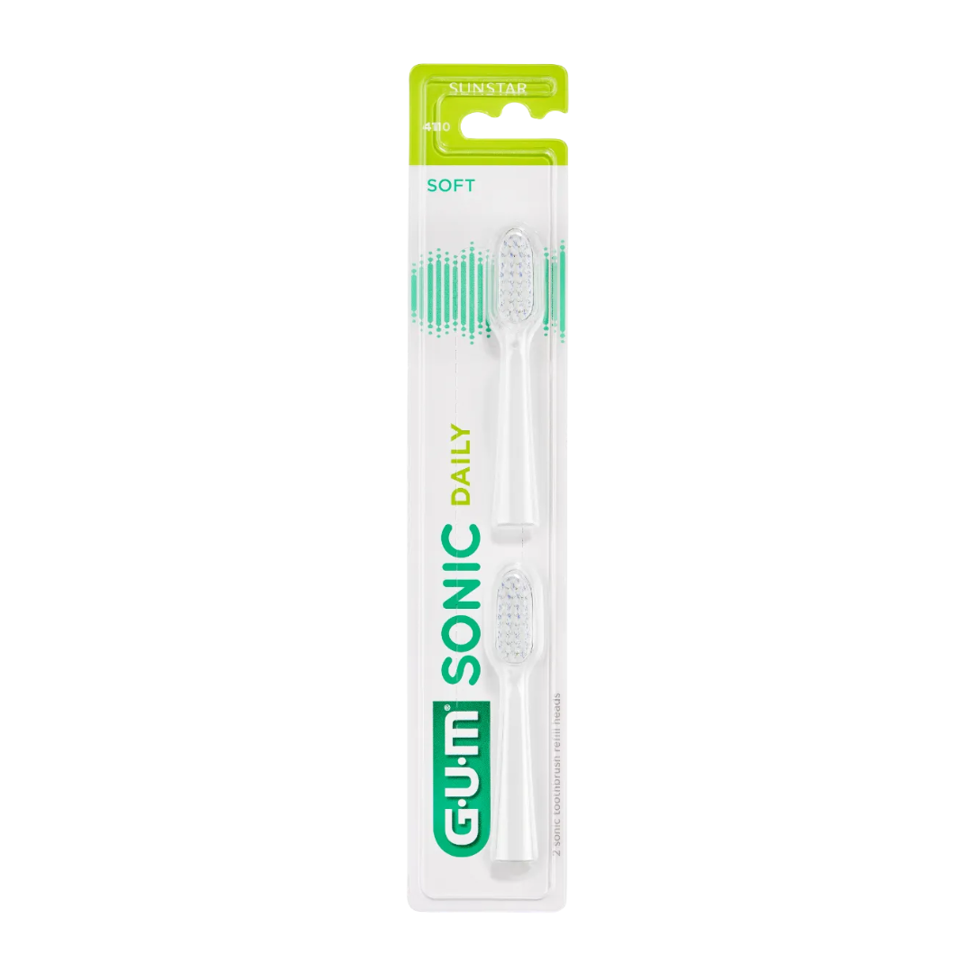 Recharges GUM Sonic Daily, 2 têtes souples, disponibles sur laparadulac.com, parapharmacie Tunisie pour brosses électriques