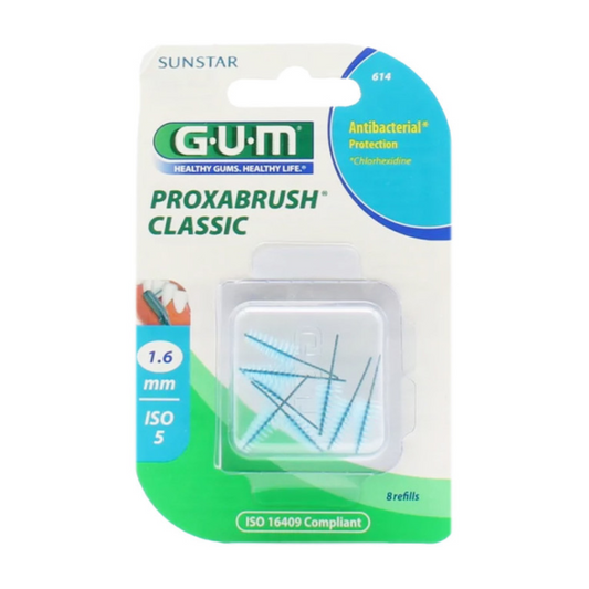Brossettes interdentaires GUM Proxabrush Classic 614, laparadulac.com, parapharmacie Tunisie, recharge 1.6 mm, hygiène dentaire et gencives sensibles