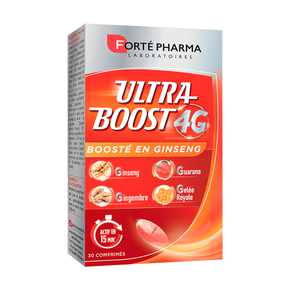 FORTE PHARMA Vitalité 4G Ultra Boost 30 comprimés disponible sur laparadulac.com, parapharmacie Tunisie, pour booster votre énergie au quotidien
