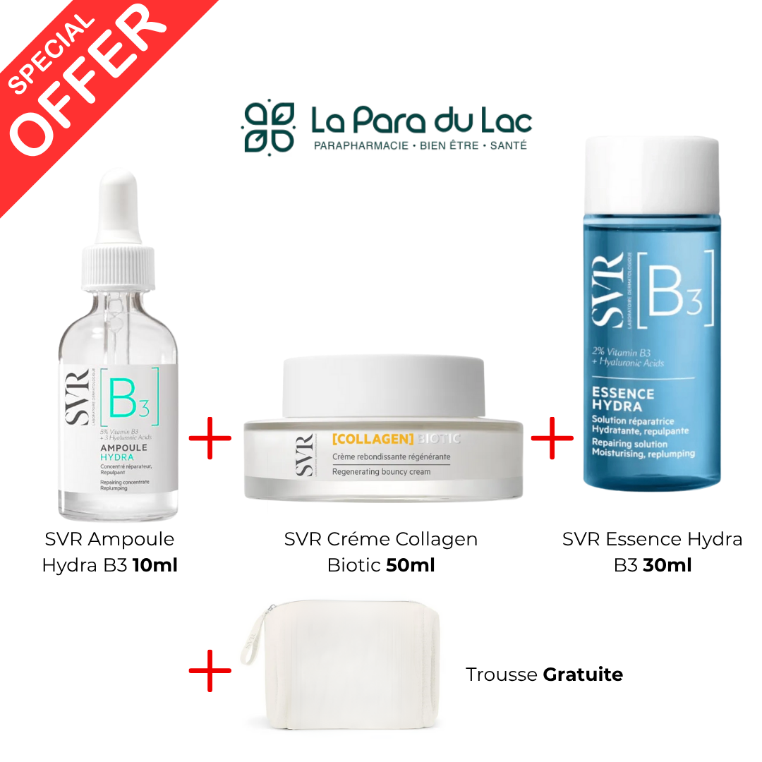 Trousse SVR Biotic Collagen complète disponible sur laparadulac.com, parapharmacie Tunisie, pour une peau plus lisse, ferme et éclatante dès les premières applications. SVR Tunisie.