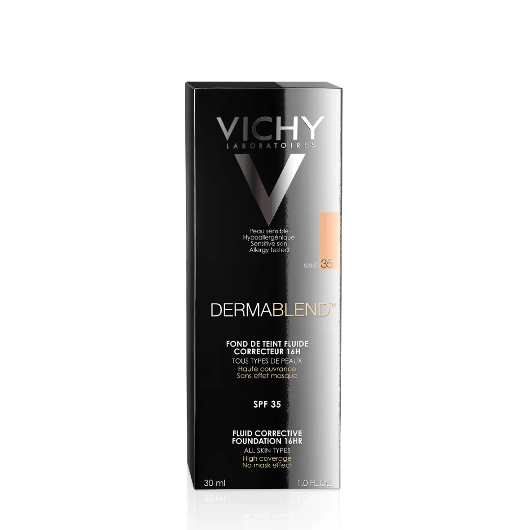 Fond de teint fluide Vichy Dermablend 35 Sand sur laparadulac.com, parapharmacie Tunisie pour correction teint naturel à Tunis.