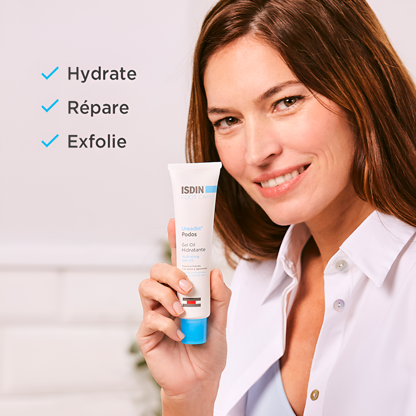 ISDIN Ureadin Podos Gel-Huile 75 ml – soin hydratant et réparateur pour pieds secs. Disponible sur laparadulac.com, Laparadulac Parapharmacie Tunisie.