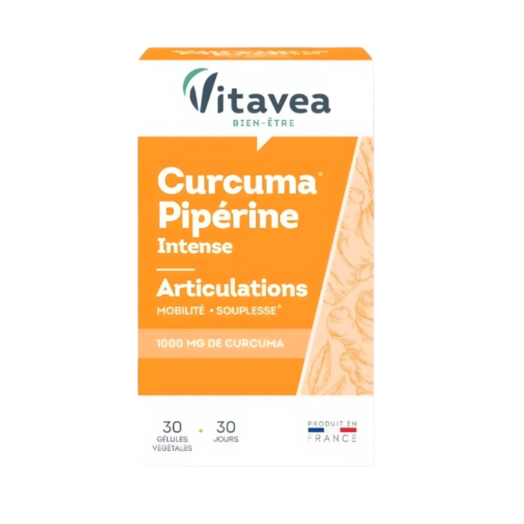 Gélules Vitavea Curcuma Pipérine – complément alimentaire articulation naturelle. Achetez sur laparadulac.com - parapharmacie Tunisie