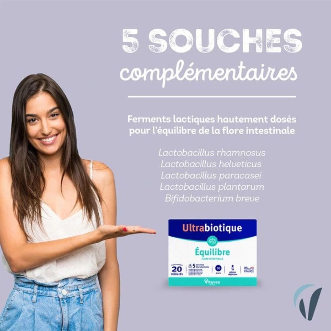 Probiotiques Vitavea Ultrabiotique Équilibre – parapharmacie Tunisie sur laparadulac.com – flore intestinale saine et confort digestif