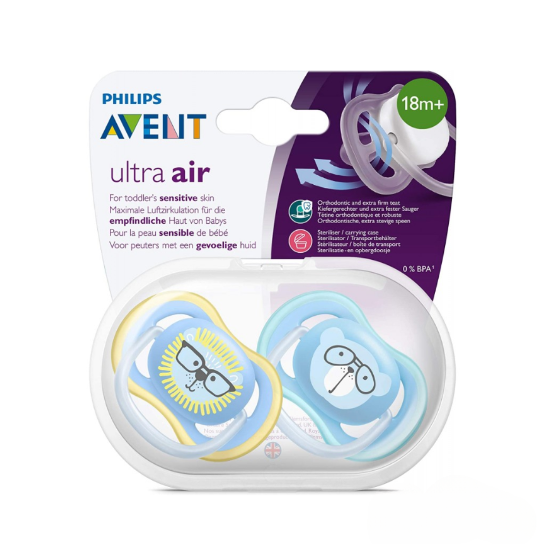 Sucettes Philips Avent Ultra Air 18M+ pour fille, lot de 2 sur laparadulac.com, parapharmacie Tunisie.
