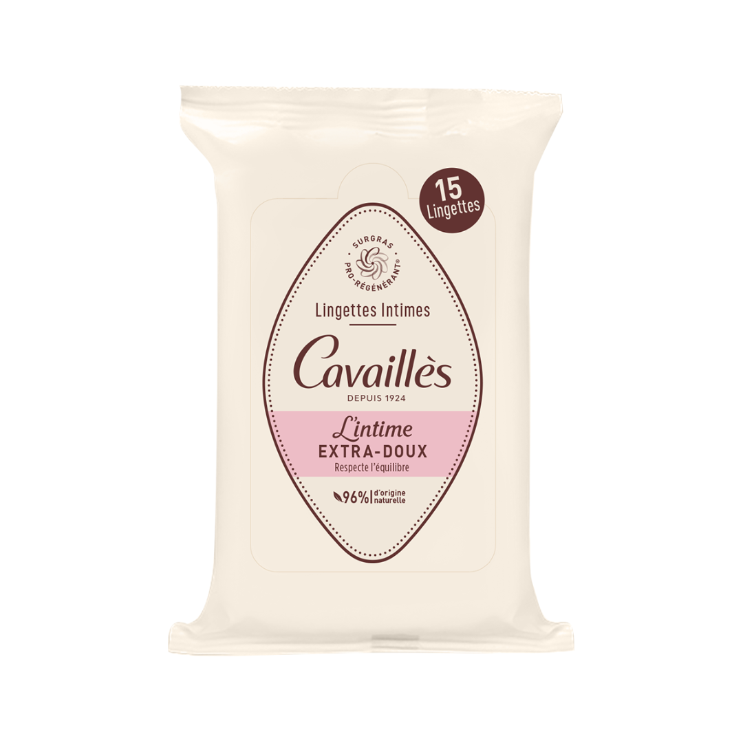 Lingettes intimes Rogé Cavaillès 15 pièces sur laparadulac.com, parapharmacie Tunisie, hygiène douce et fraîcheur quotidienne.