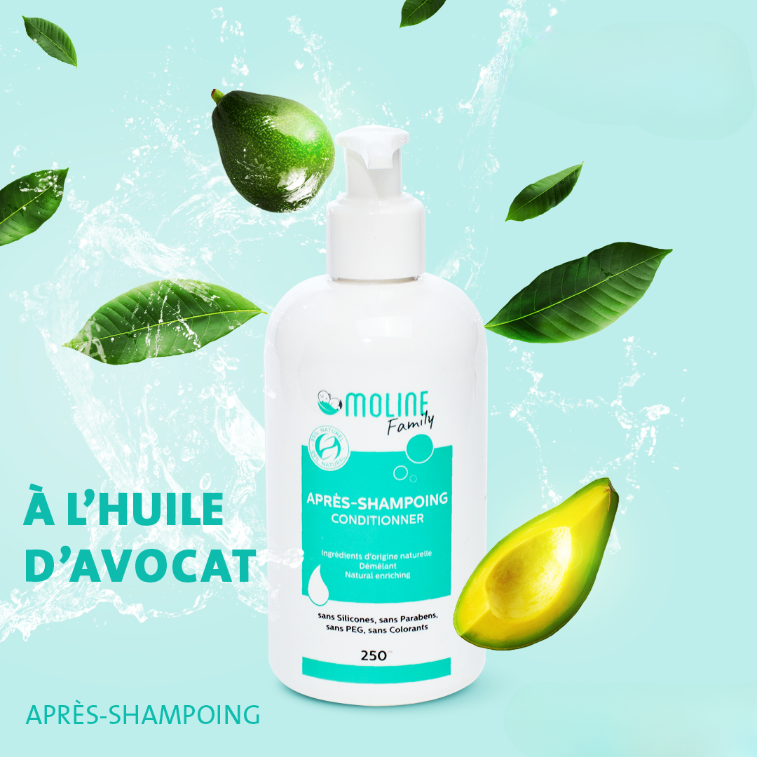 Moline Après-Shampoing 250ml sur laparadulac.com, parapharmacie Tunisie : soin naturel démêlant à l’aloe vera, pour toute la famille et tous types de cheveux.