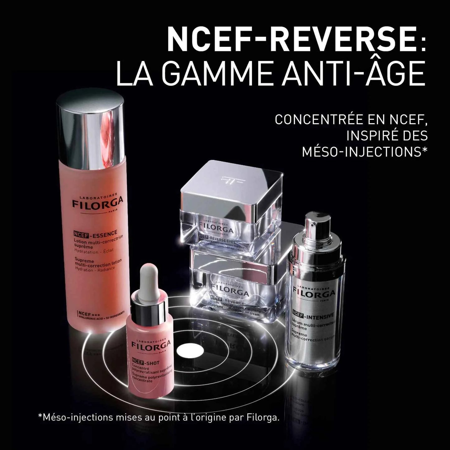Filorga NCEF-SHOT sérum concentré anti-rides en Tunisie – cure visage anti-âge, aide à lisser rides et ridules, peau plus ferme et éclatante, idéal peau fatiguée/mature, parapharmacie en ligne La Para du Lac laparadulac.com, livraison rapide, prix.