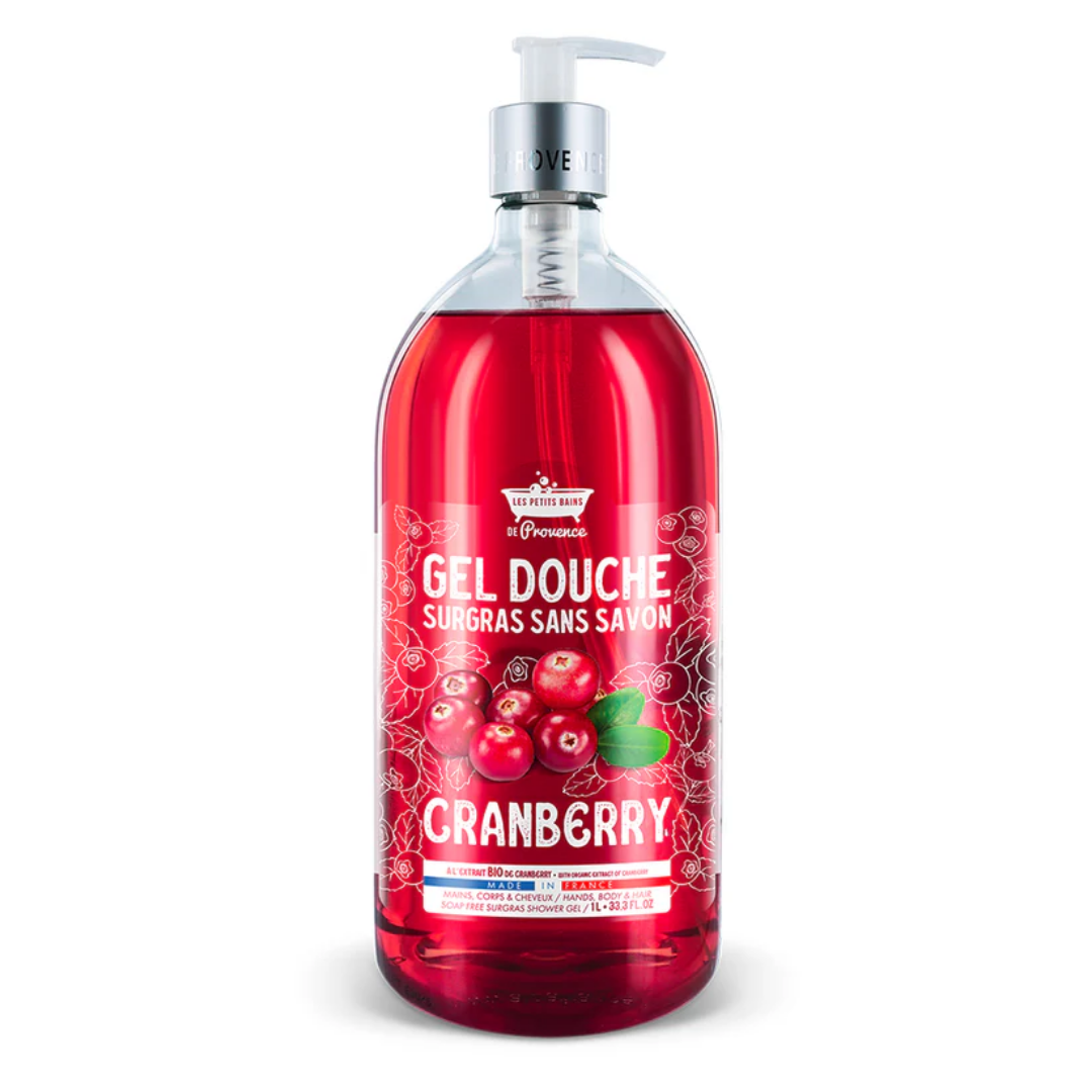 Gel douche cranberry Les Petits Bains de Provence 1L – soin naturel fruité pour corps et cheveux