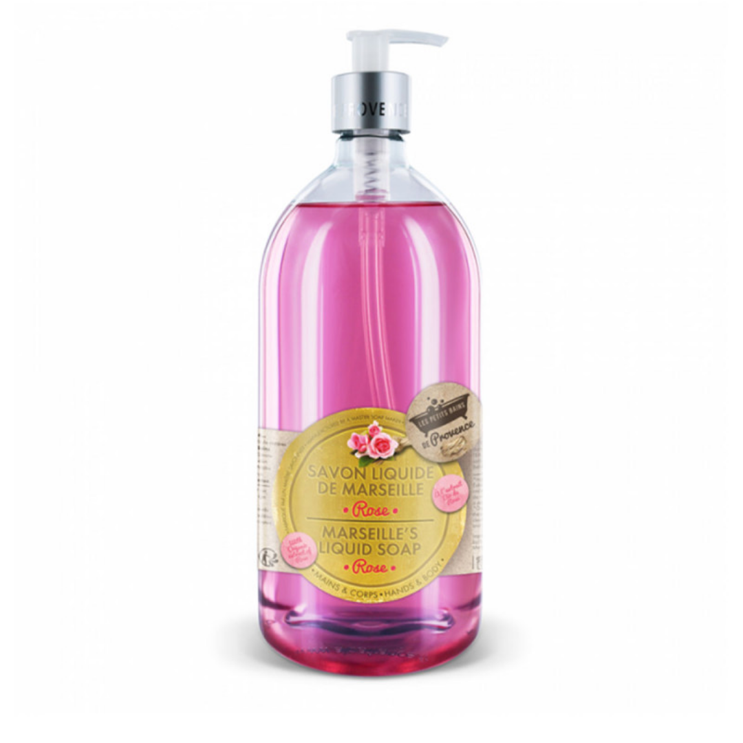 Savon liquide à la rose Les Petits Bains de Provence 1L – douceur florale pour la peau