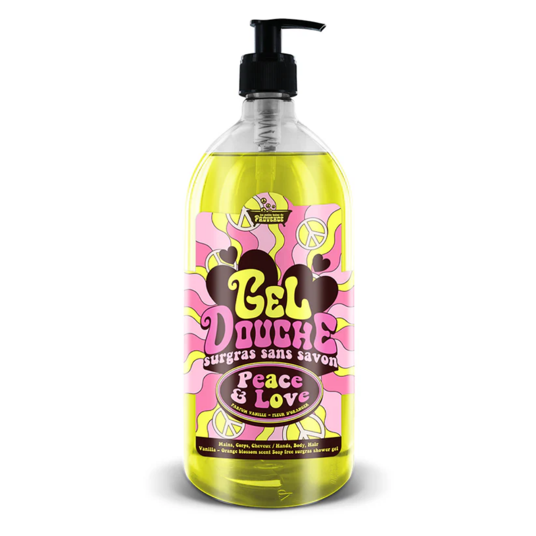 Gel douche Peace and Love Les Petits Bains de Provence 1L – parfum vanille fleur d’oranger
