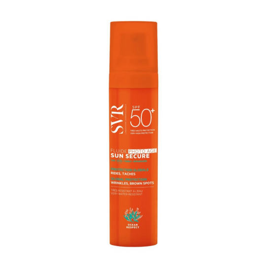 SVR Sun Secure Fluide SPF50+ 40ml à retrouver sur laparadulac.com, parapharmacie Tunisie pour une protection solaire anti-âge et un teint unifié. SVR Tunisie.
