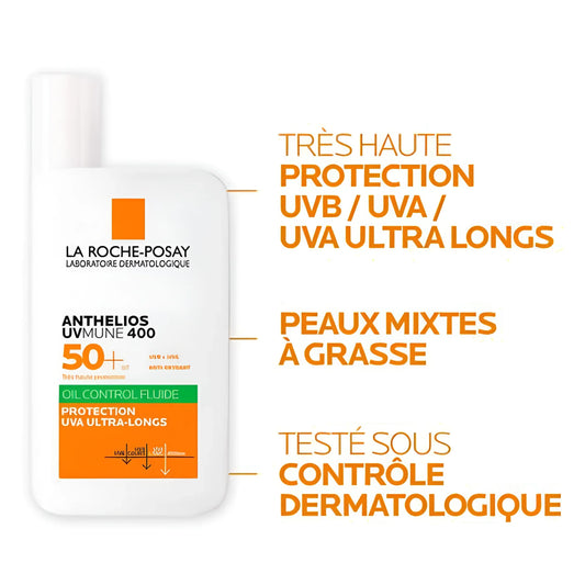 LA ROCHE POSAY ANTHELIOS UVmune 400 Fluide Oil Control SPF50+ Tunisie original authentique - parapharmacie en ligne La Para Du Lac