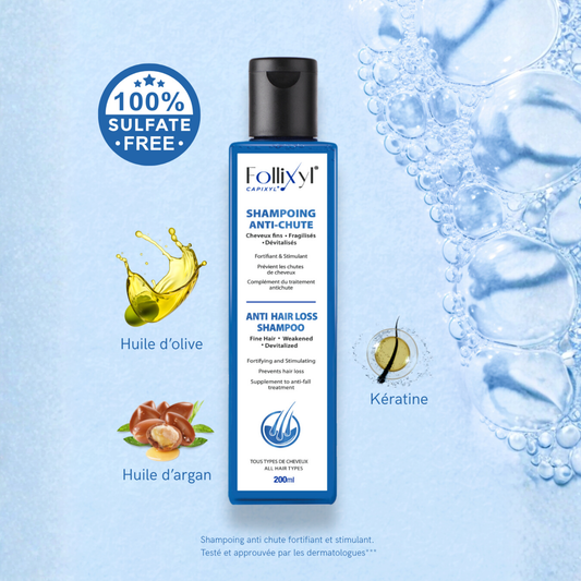 Shampoing fortifiant Follixyl anti-chute – aide à améliorer densité et vitalité des cheveux (selon usage), commande sur laparadulac.com, livraison partout en Tunisie.