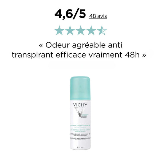 VICHY Deo Anti Transpirant Spray Anti Trace 125ml Tunisie original authentique - parapharmacie en ligne La Para Du Lac