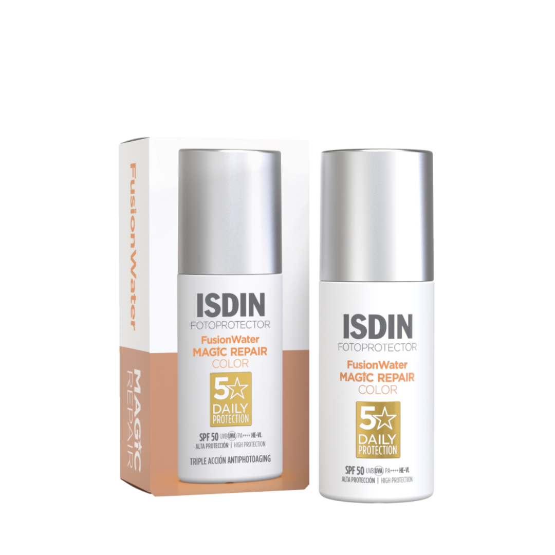Crème solaire teintée anti-âge Fusion Water MAGIC Repair Color SPF 50 – Laparadulac Parapharmacie Tunisie.
