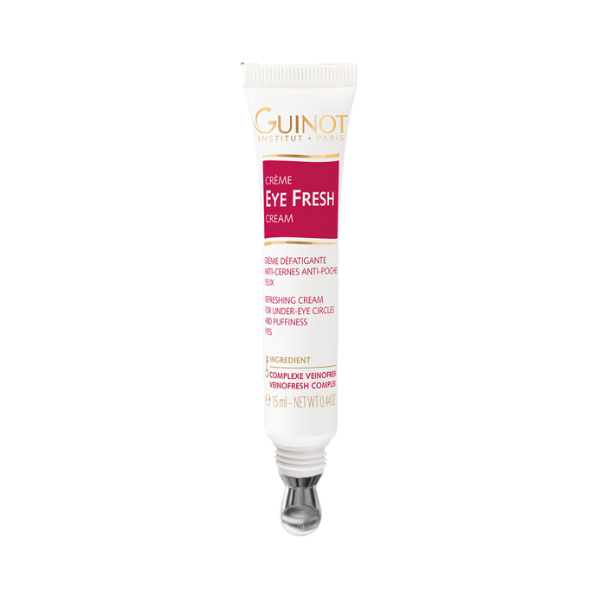 GUINOT Crème Eye Fresh – soin contour des yeux anti-cernes et anti-poches, crème défatigante regard, cosmétique française Guinot, parapharmacie en ligne Tunisie, produits anti-âge et hydratants, soins visage professionnels, acheter Guinot Tunisie sur laparadulac.com