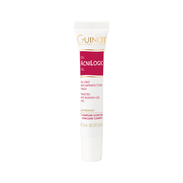"GUINOT Gel AcniLogic 15ml - Gel ciblé pour traiter les imperfections cutanées, réduire les boutons et réguler l'excès de sébum. Disponible sur LaParaDuLac.com, votre parapharmacie en ligne de confiance en Tunisie et à Tunis. Livraison rapide et offres spéciales sur les soins de peau."