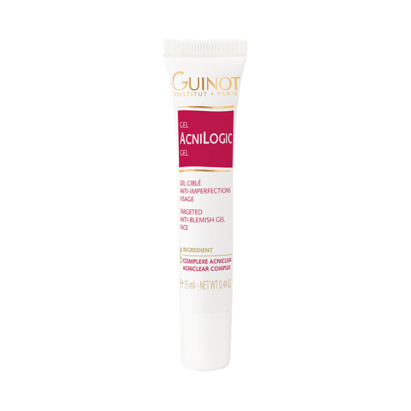 GUINOT Gel AcniLogic – soin anti-imperfections et anti-acné visage, gel purifiant et rééquilibrant, cosmétique française Guinot, parapharmacie en ligne Tunisie, produits de beauté pour peau grasse et acnéique, soins visage professionnels, acheter Guinot Tunisie sur laparadulac.com
