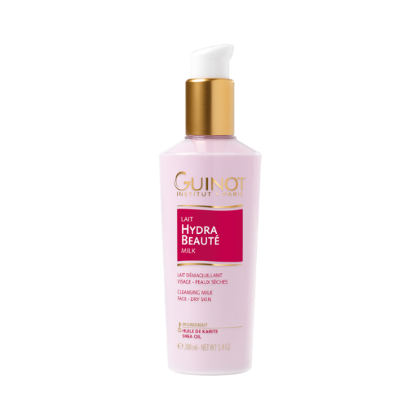 GUINOT Lait Hydra Beauté Démaquillant – lait démaquillant hydratant visage, soin douceur peau sèche et déshydratée, cosmétique française Guinot, parapharmacie en ligne Tunisie, produits de beauté hydratants et nettoyants, soins visage professionnels, acheter Guinot Tunisie sur laparadulac.com