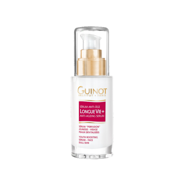 GUINOT Sérum Longue Vie+ Anti-Âge – sérum visage régénérant et raffermissant, soin anti-rides intensif, cosmétique française Guinot, parapharmacie en ligne Tunisie, produits de beauté hydratants et anti-âge, soins visage professionnels, acheter Guinot Tunisie sur laparadulac.com