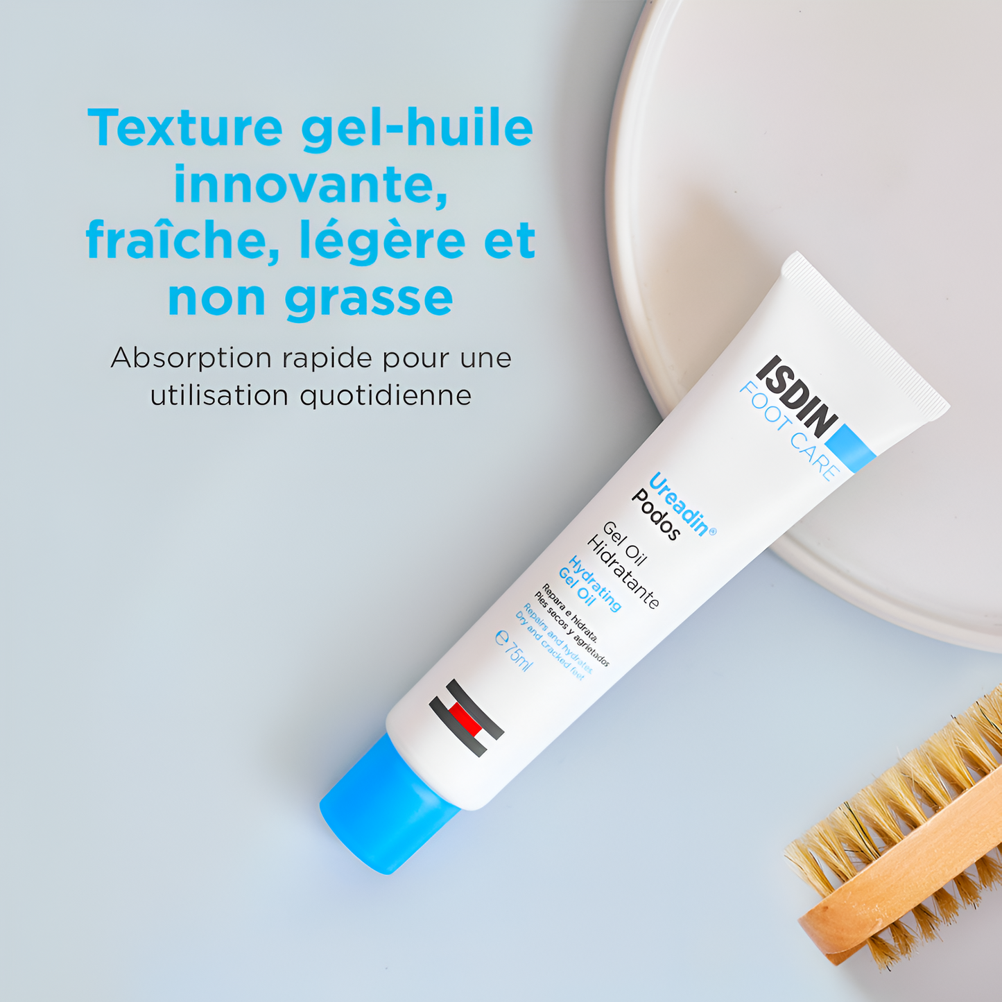 ISDIN Ureadin Podos Gel-Huile 75 ml – soin hydratant et réparateur pour pieds secs. Disponible sur laparadulac.com, Laparadulac Parapharmacie Tunisie.
