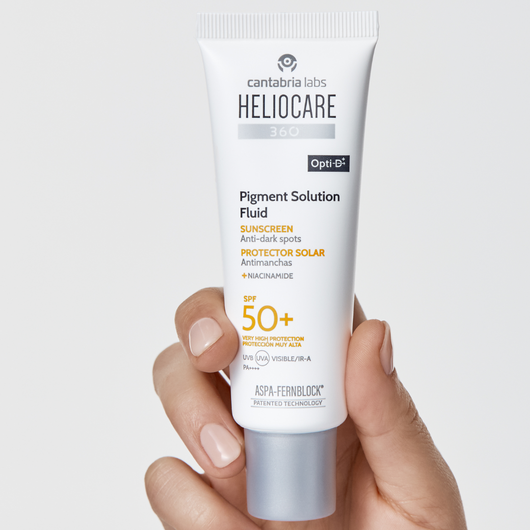 Heliocare 360° Pigment Solution Fluid SPF50+ – Fluide solaire anti-taches et unifiant – Disponible sur La Para du Lac, meilleure parapharmacie en ligne en Tunisie.