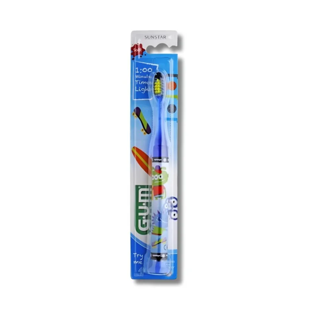 Brosse à dents GUM Junior Timer Light 903 enfant 6+ ans, laparadulac.com, parapharmacie Tunisie, pour un brossage ludique et efficace avec minuteur lumineux
