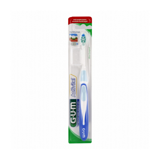Brosse à dents GUM Activital Ultra Compact, laparadulac.com, parapharmacie Tunisie, pour porteurs d’appareils orthodontiques et gencives sensibles