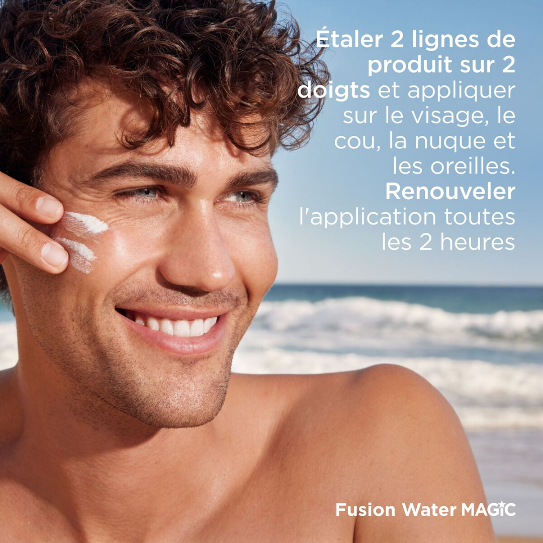 Photo du produit ISDIN Fusion Water MAGIC SPF50 chez Laparadulac Parapharmacie Tunisie. Crème solaire visage légère et hydratante.