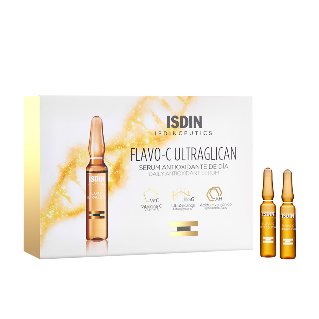 ISDIN ISDINCEUTICS Flavo-C Ultraglican 10 ampoules – Disponible sur laparadulac.com – Laparadulac Parapharmacie Tunisie.