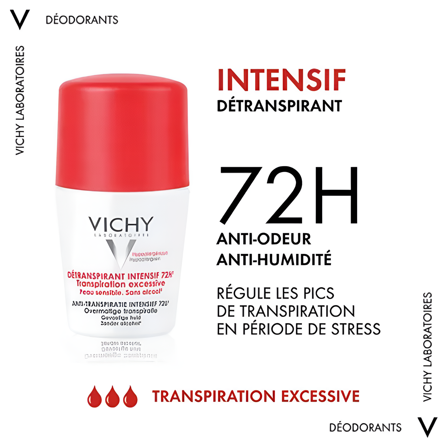 Déodorant Vichy Stress Resist, anti-transpirant intense pour transpiration liée au stress, tous types de peau.