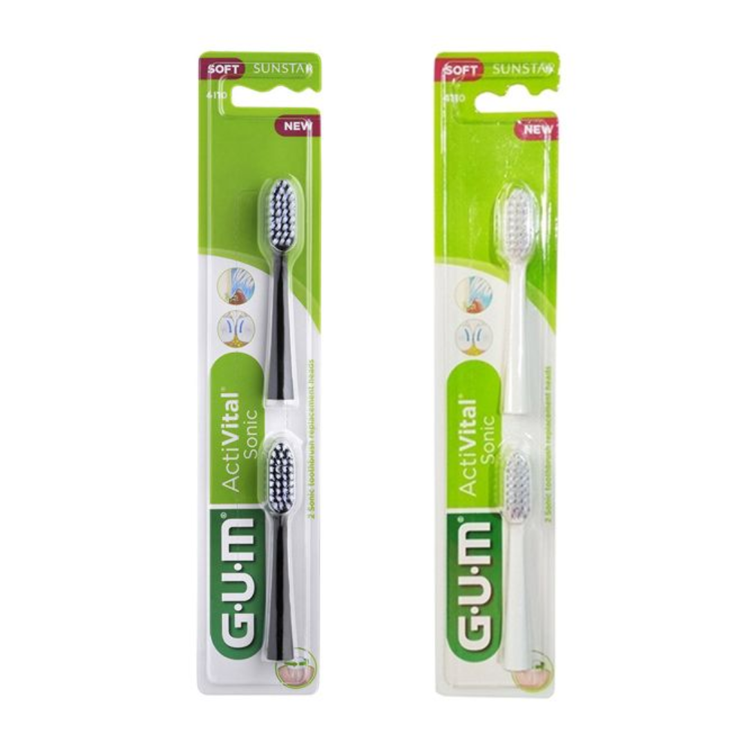 Recharge brosse à dents électrique GUM Sonic Daily Ref 4110, 2 têtes ultra souples, laparadulac.com, parapharmacie Tunisie